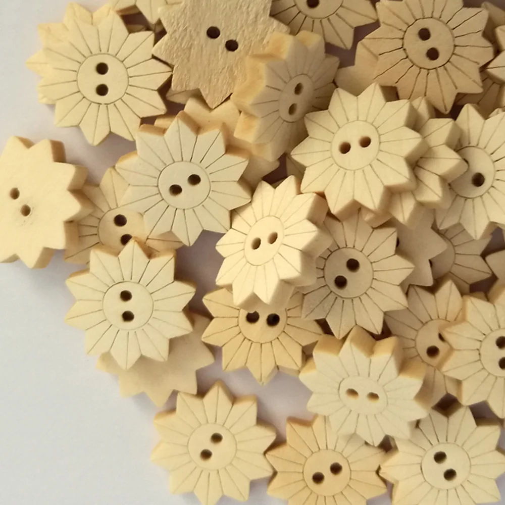 50 шт. новые пуговицы из натурального дерева Подсолнух форма Скрапбукинг DIY