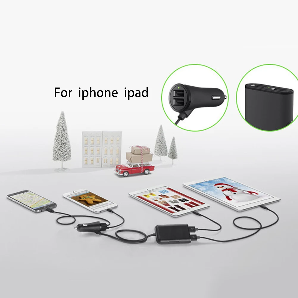 4 في 1 قطعة محول سريع كابل الأسرة السيارات مركبة متعددة الوظائف متعددة منافذ USB اللوحي شاحن سيارة للهاتف المحمول