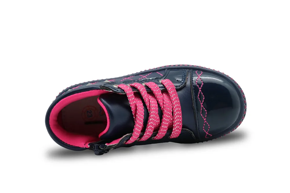 Apakowa/весенне-Осенняя детская обувь на молнии с круглым носком; удобные ботинки для детей; модная обувь из искусственной кожи с заклепками для девочек