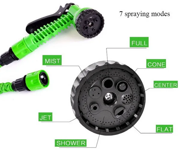 100 штук Волшебные автоматические выдвижной 75 футов 22,5 М гибкий растяжимый садовый шланг+ 7 функциональный пистолет-распылитель
