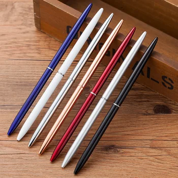 

35 pcs/lot Simple Metal ballpoint pens for writing Cute Rotating 1.0 mm black ink ball pen high quality business pen