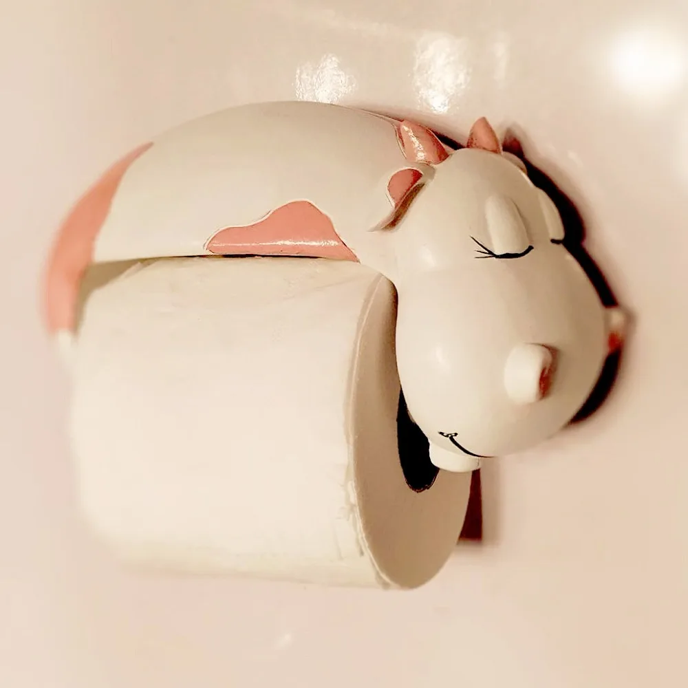 Seat hanging Resin cute Cows bear toilet paper holder bathroom roll