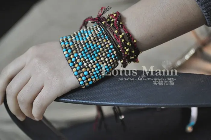 

Lotusmann style new design bangle cuff bracelet on nylon thread Wrap Bracelet on Leather