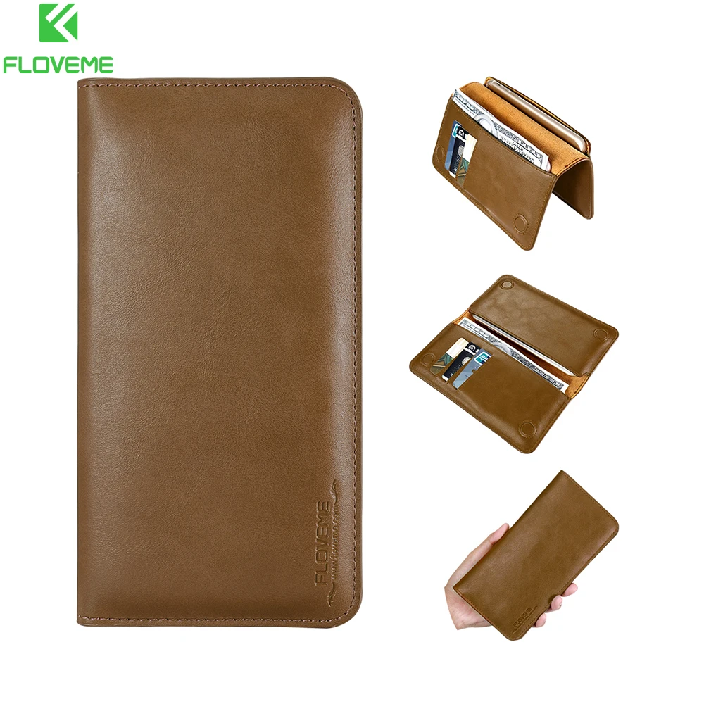

FLOVEME Luxury Genuine Leather Case For iPhone 7 8 6 6s Plus 5s SE Wallet Phone Bag Pouch For Xiaomi Redmi Note 5 4X Flip Cover