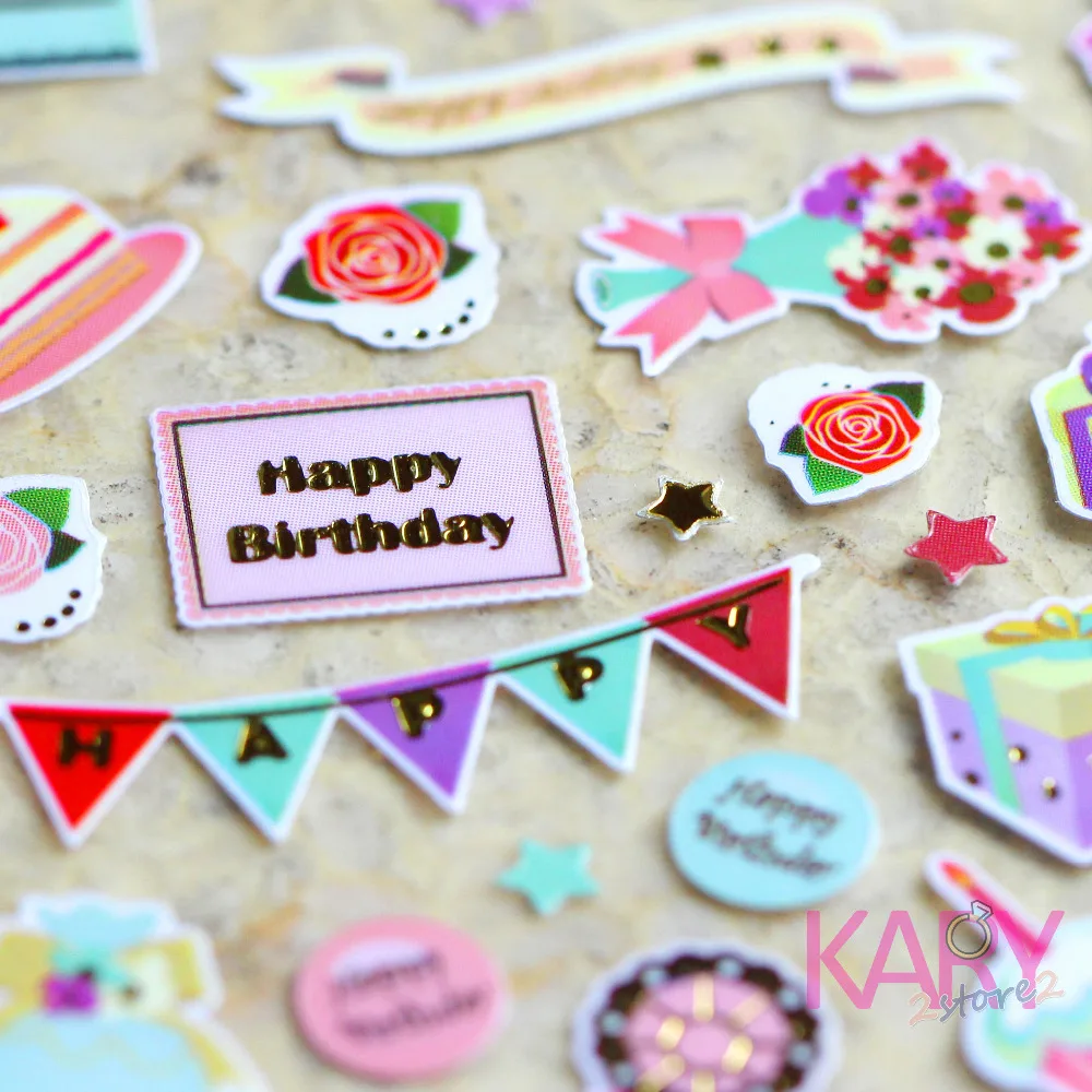 

Mini Birthday Cake Gift Boxes Present High-Heeled Shoes Goods Retro Scrapbooking Shiny Gilded Paper Foil Stickers Fashion Craft