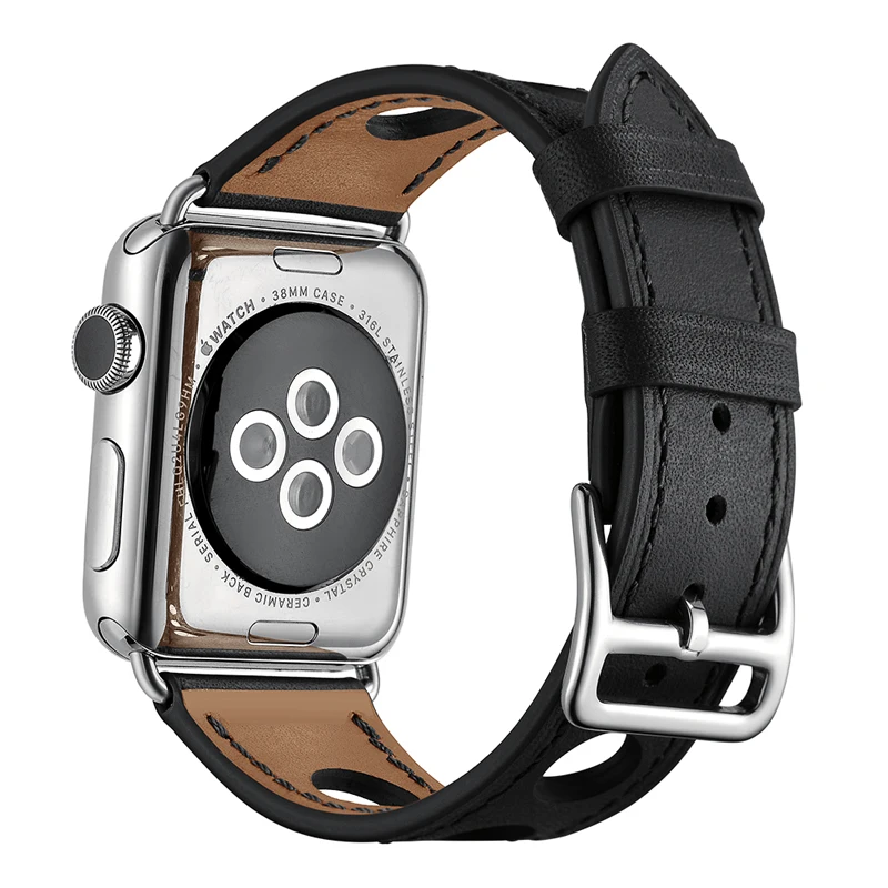 Браслет из натуральной кожи для apple watch band 4 5 44 мм 40 ремешок прочный и iwatch 3/2/1 42 38