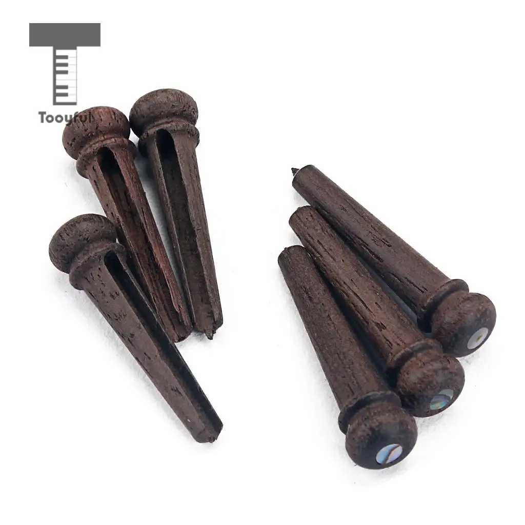 6 Pcs Rosewood Guitar Bridge String Pins Pegs with Inlay Dot for Acoustic Guitar