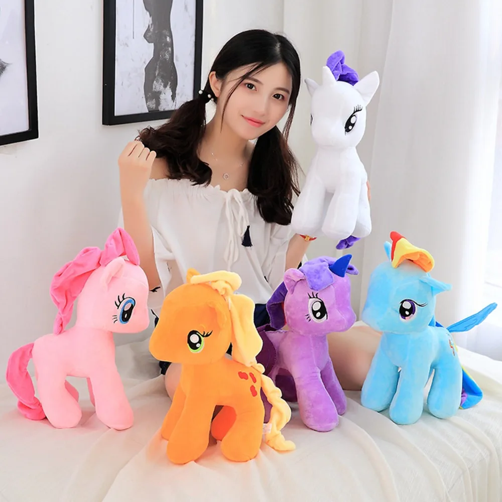 

6 pieces a Lot Cartoon 25/30/40cm Soft Unicorn Plush Toys Beanie Boos Stuffed Animal Little Pony Toys Gift For Children