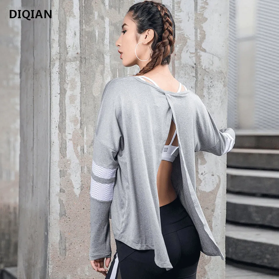 Women Loose Open Back Yoga Tops Workout Backless Top Stretchy Knotted
