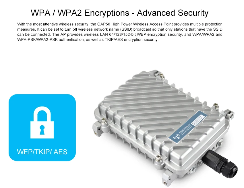 300Mbps 802.11n Outdoor WIFI Station Access Point with Waterproof Housing & GatewayRepeaterAP Operation Modes for 50 Clients_Encryption_1