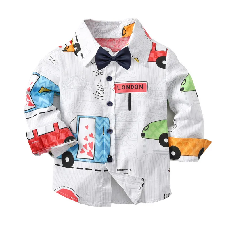 

Kids Boys Shirts with Bow tie 2019 Spring Long Sleeve Gentleman England style Children Bottoming Shirts Baby boy girls clothes