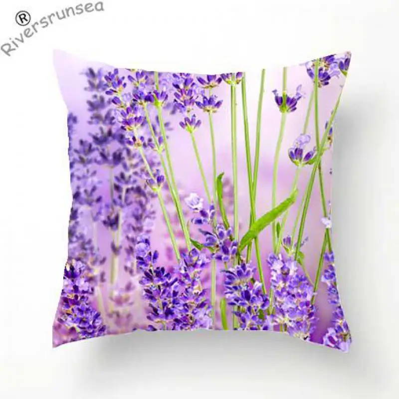 Наволочка для подушки с изображением растений лаванды фиолетовые цветы украшение сада мягкий плюшевый квадратный чехол для подушки подголовник для дома