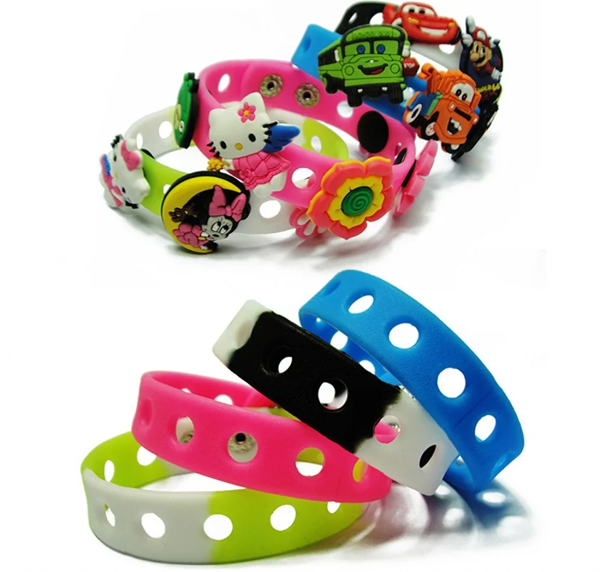 

1PCS 18CM 14 Colors Silicone Wristbands Soft Bracelets Bands for Shoe Charms,Charms Braclets Kids Party Gifts,Kids Favor