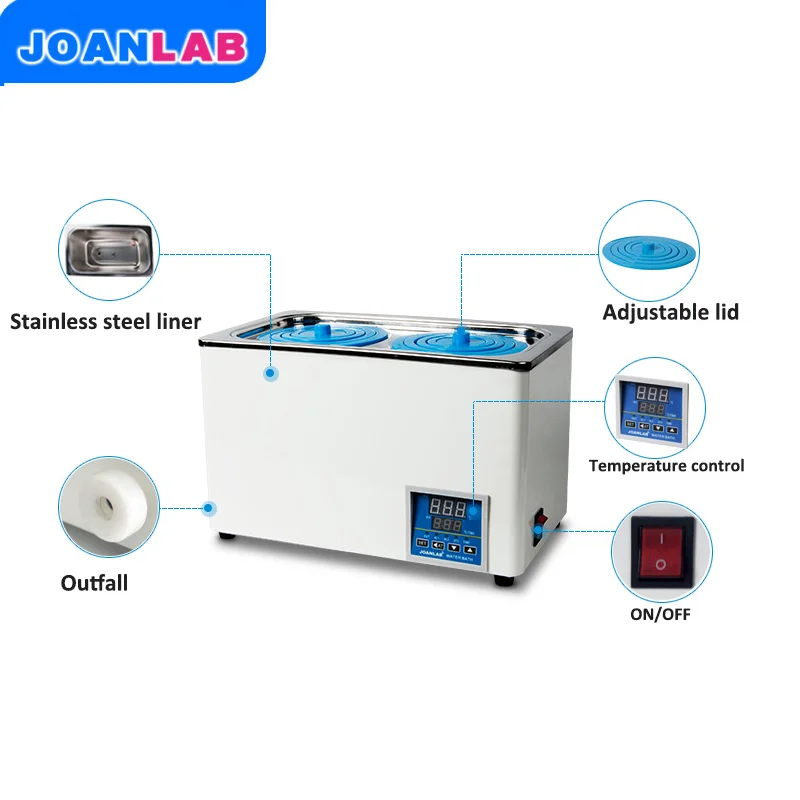 

JOANLAB LAB Digital Thermostat Water Bath 2-holes Bath Pot Precision Temperature Control Water Bath