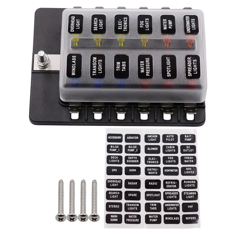 Kaufen 12 Way Blade Fuse Box Halter mit LED Warnung Licht Kit für Auto Boot Marine Trike 12 V 24 V CS 579B4