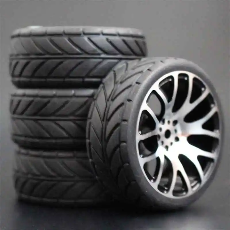 

4Pcs HSP HPI Racing Tires Tyre Metal Wheel Rim 4Pcs For RC 1/10 On-Road Car HSP 94123/94103/94122 D4/D3 FW06 7y-h