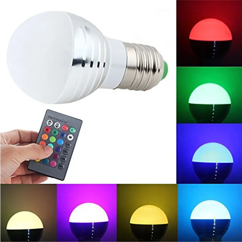 Затемнения 85 265 V E27 E14 RGB светодиодный лампы 16 Цвет Magic Рождественская ночь лампа