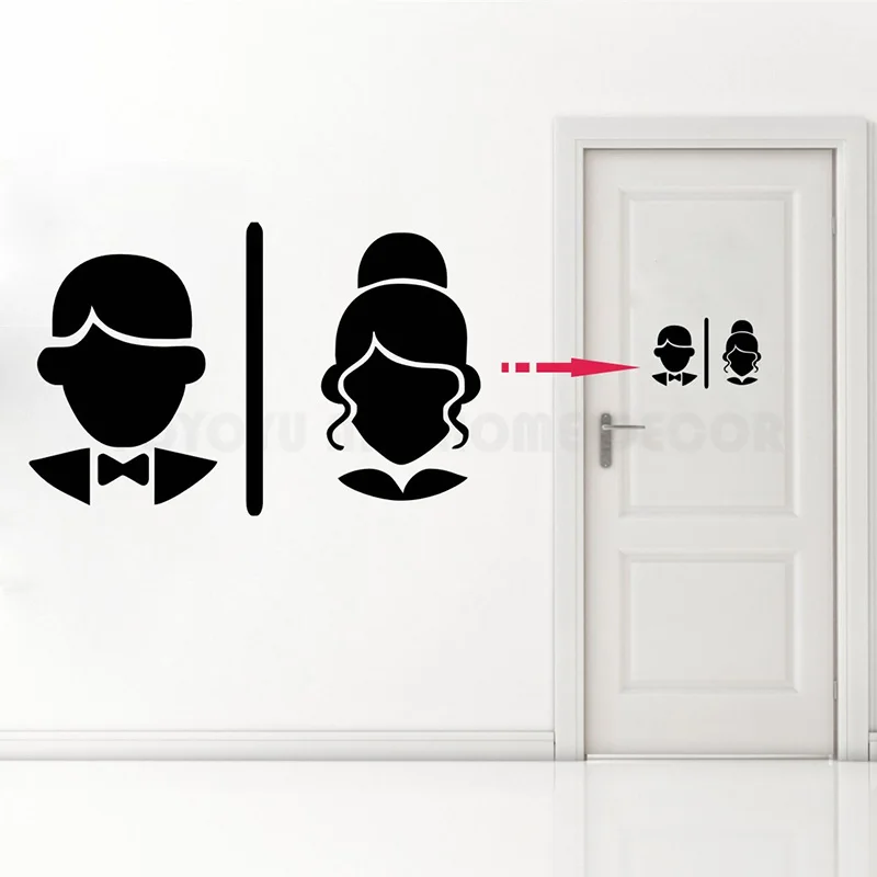 cualquier color. Caballeros /& Damas Baño Inodoro WC Sign Pared Puerta Decal Sticker Arte