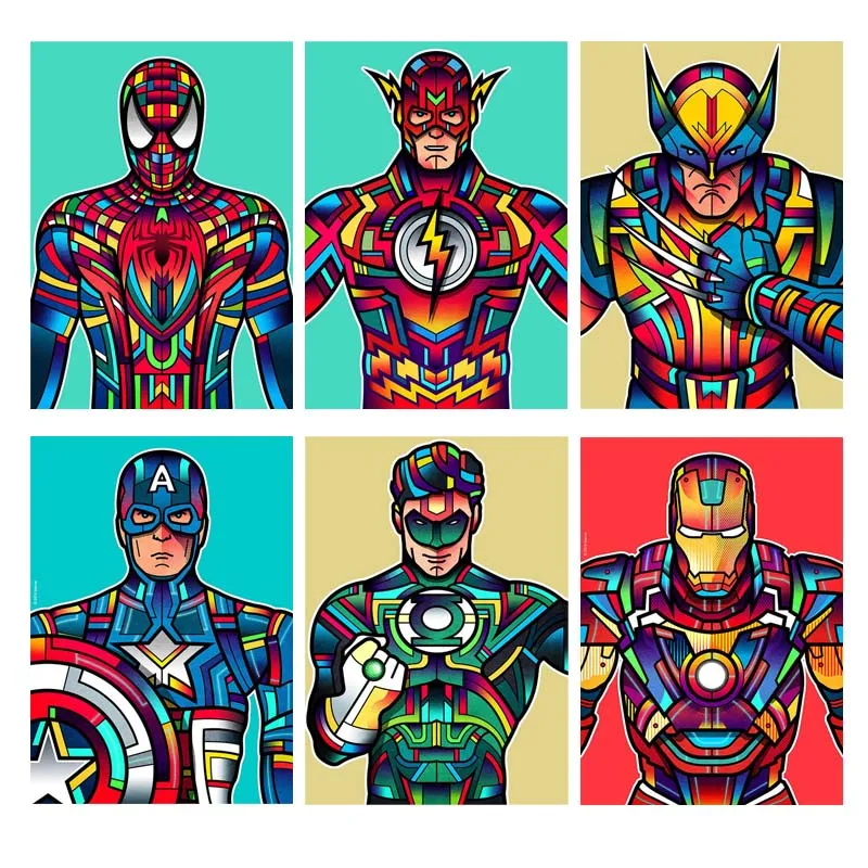 

Cartoon Wolverine IRON MAN Spider-Man DIY Diamond Painting Cross Stitch Needlework Diamond Mosaic Diamond Embroidery