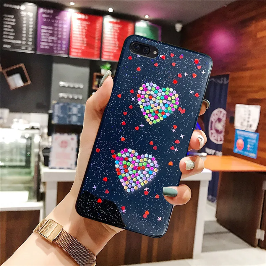 

For Huawei Honor 10 lite case Shiny Diamond Double Love Heart Cover For huawei honor 10 case Soft TPU Case For P Smart 2019 case