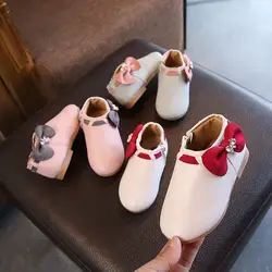 От 1 до 3 лет Нью-прибытие Мода для маленьких девочек Симпатичные тапки сапоги новорожденных повседневная обувь дети не скользит на молнии