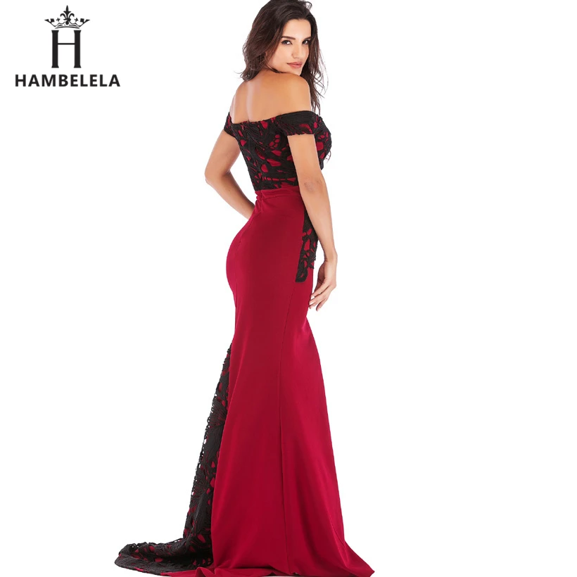 HAMBELELA vestido de festa, облегающее длинное платье с кружевным топом и лифом в форме русалки, вечернее платье, очаровательное свадебное платье