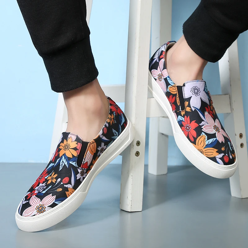 

MYCORON 2018 New Arrivals Brand Designer Casual Shoes Pattern Canvas Boots Breathable Comfortable Men Shoes Zapatos Hombre