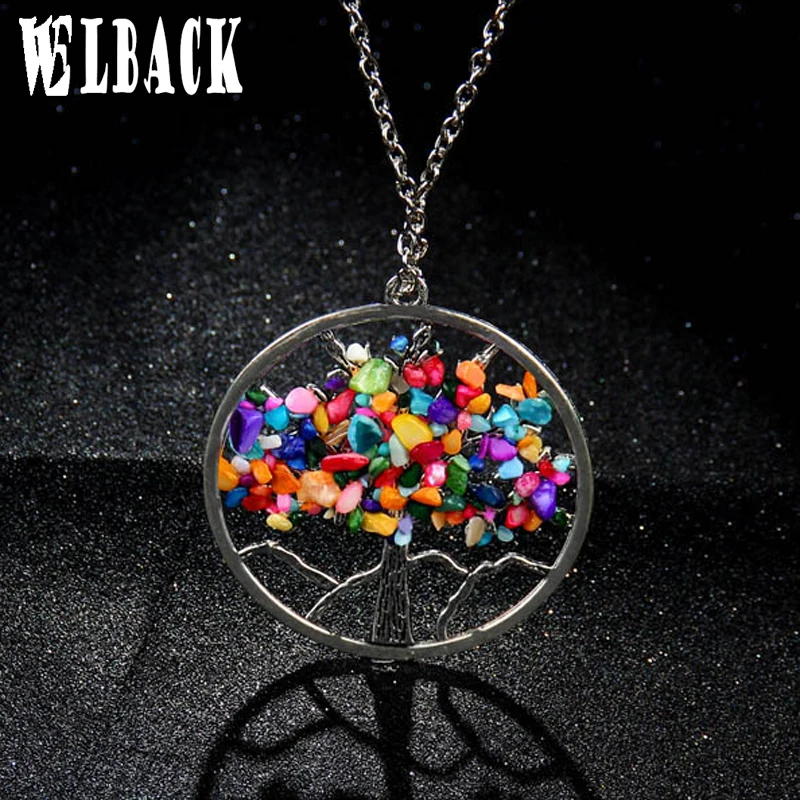 

2017 new arrival Cute/Romantic Creative Tree Of Life Pendant Necklaces Wisdom Tree Natural Stone Necklace for women