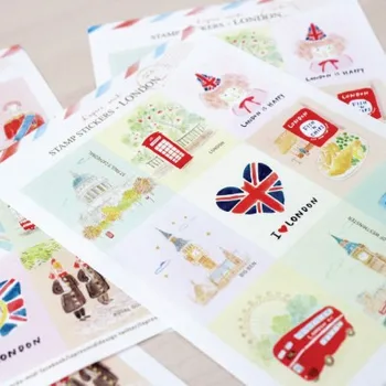 

12 sheets /Lot DIY Scrapbooking Cute Kawaii Scenery Stamp Stickers for Diary Notebook Photo Album Decoration Sticker Stationery