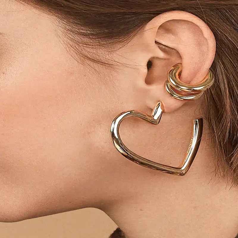 Большие геометрические серьги-гвоздики для женщин панк стиль большой сердце круг крест полые золотые металлические серьги Boho Винтажные Юв...