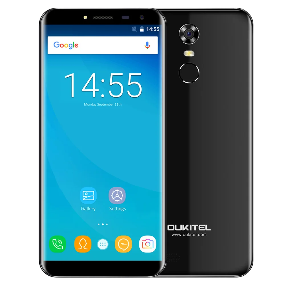 OUKITEL C8 3G Mobile Phone 5.5&quot 2.5D Arc Screen Android 7.0 MTK6580A Quad Core 2GB+16GB Fingerprint Scanner 8.0MP Rear Camera|mobile phone