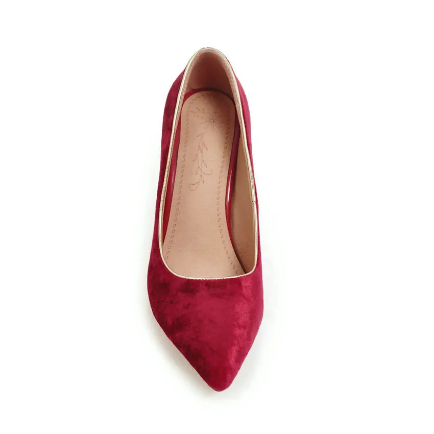 TASSLYNN 2019 Women Pumps Slip on Pointed Toe Flock Elegant Shoes OL Square High Heels Sexy Party Pleuche Women Shoes Size 34-43