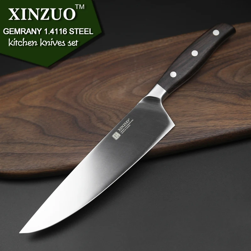  XINZUO Kitchen Tools 6 PCS Kitchen Knife Set of Utility Cleaver Chef Bread Knife High Carbon German - 32226353721
