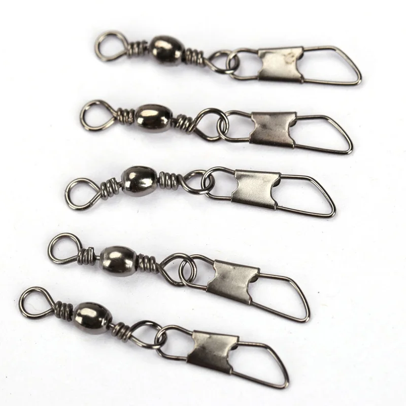 

100pcs Hooked Snap Pin Stainless Steel Fishing Barrel Swivel Safety Snaps Hook Lure Accessories Connector Snap Pesca 5mm