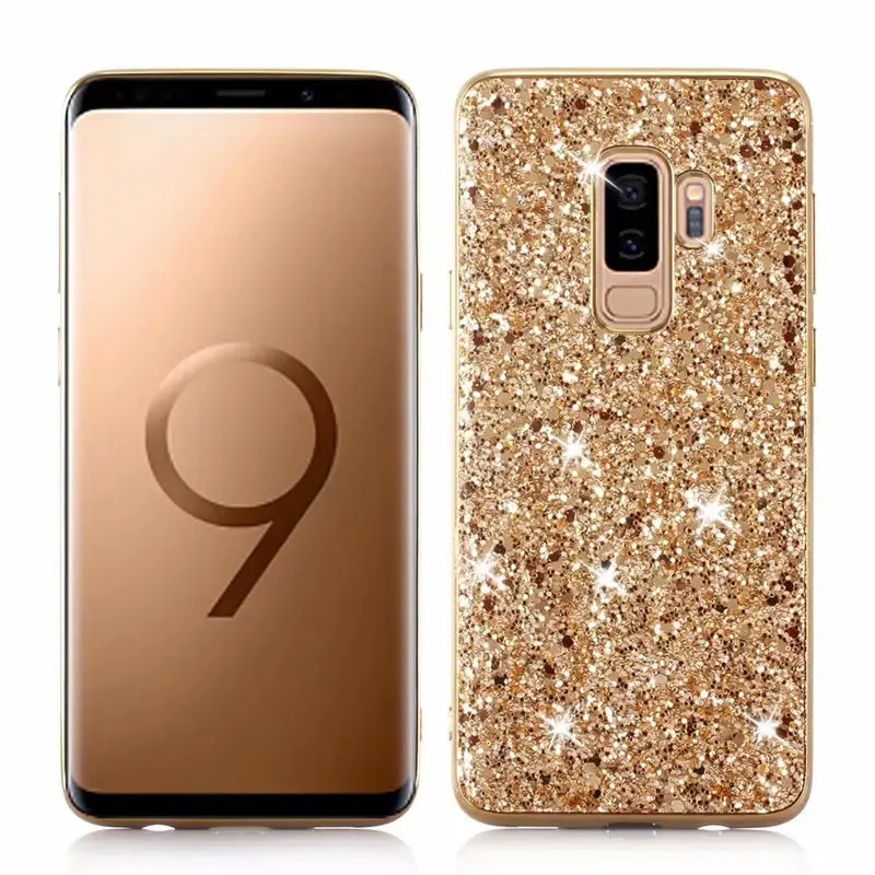 Для samsung Galaxy S10 S9 S8 Plus S7 Edge чехол силиконовый Блестящий со стразами и пайетками Мягкий ТПУ чехол Fundas для Note 8 9 10 Plus - Цвет: gold