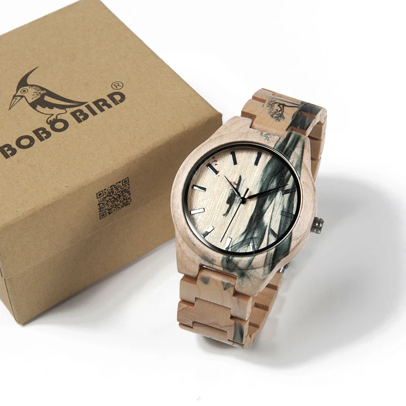 New Arrival BOBO BIRD Wooden Watch Men Luxury Handmade Japan Move' 2035 Wood Band Quartz Writ Watches Male Relogio C-O17