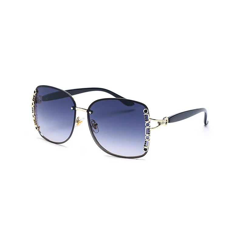 Новые Солнцезащитные очки женские с жемчужной цепочкой брендовые винтажные градиентные солнцезащитные очки для женщин и мужчин - Цвет линз: black