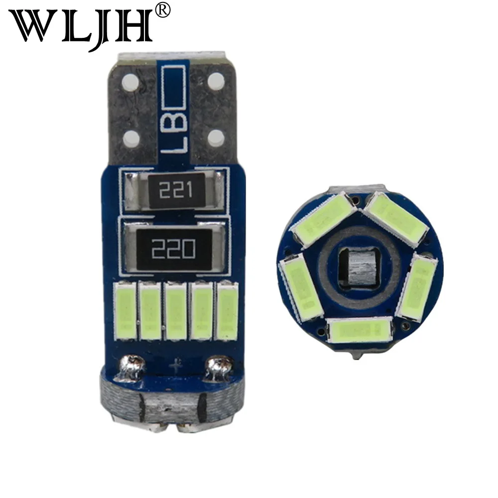 

WLJH 4x Canbus Car LED T10 W5W 4014 SMD Light Bulb 12v Auto Interior Lighting Side Marker Parking Light Bulb Number License Lamp