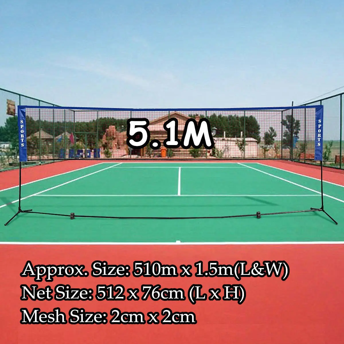 

Portable Standard Badminton Net Foldable Professional Volleyball Training Square Mesh Tennis Badminton Square Net 4.1M/5.1M
