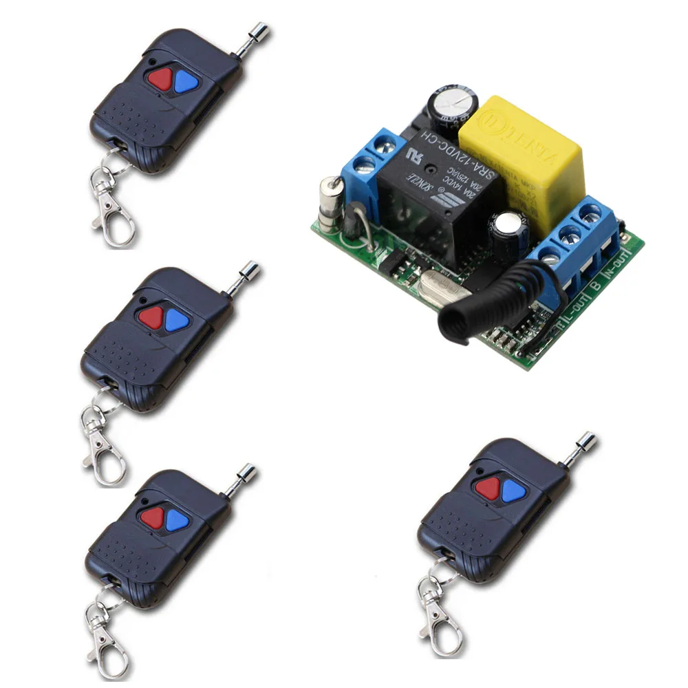 

Hot Sale AC220V 10A Wireless Remote Control Switch Relay Receiver For Light Switch With 4pcs Remote Controllers ON OFF