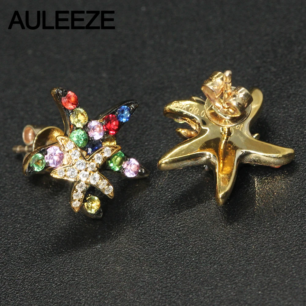 Женские серьги гвоздики из желтого золота 9 карат|earrings earring|earrings lovenatural sapphire earrings |