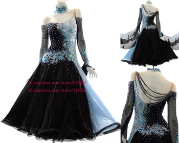 

Black Ballroom Competition Dance Dress Women Adult Dancing Wear Long Sleeve Elegant Standard Waltz Ballroom Dance Dresses