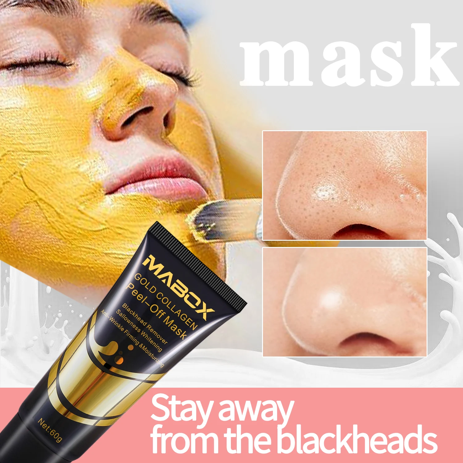 

24K Gold Face Mask for Anti Aging Anti Wrinkle Facial Treatment Pore Minimizer, Acne Scar Treatment & Blackhead Remover TSLM1