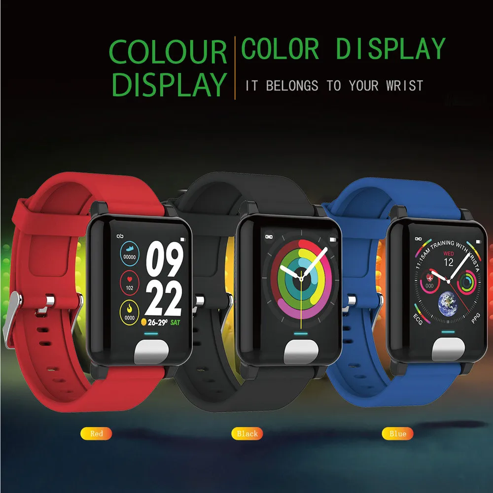 2019 Fashion MEN WOMEN Waterpfoof Level IP67 ECG+PPG Smart Watch Wristband Band Bracelet Heart Rate Monitor Fitness Tracker