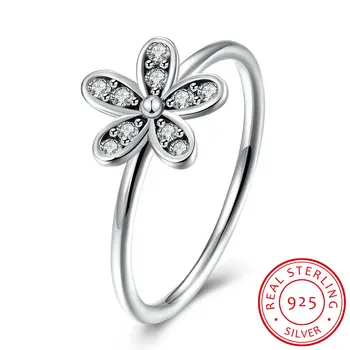 

UFOORO Flower Dazzling Daisy 925 Sterling Silver Ring For Women Wedding Rings Ladies and Girls Love Anel Free Drop Shipping