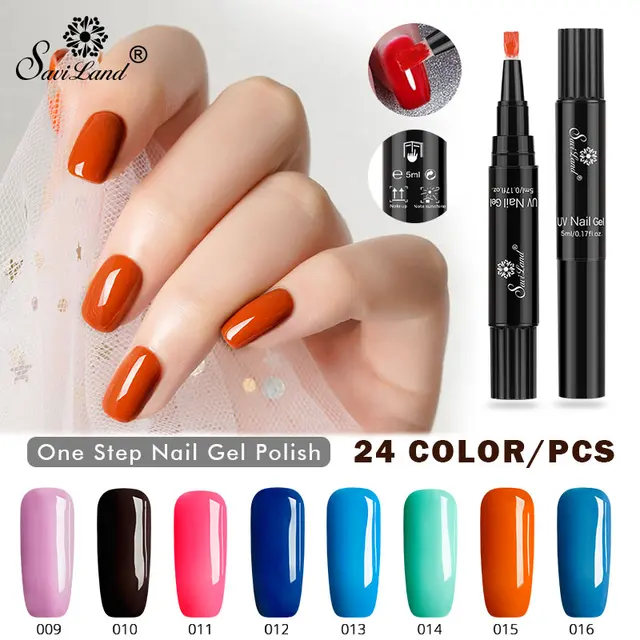 Saviland Glitter Convenient Nail Gel Varnish Pencil One Step Saviland Glitter Convenient Nail Gel Varnish Pencil One Step Pen No Need Top Base