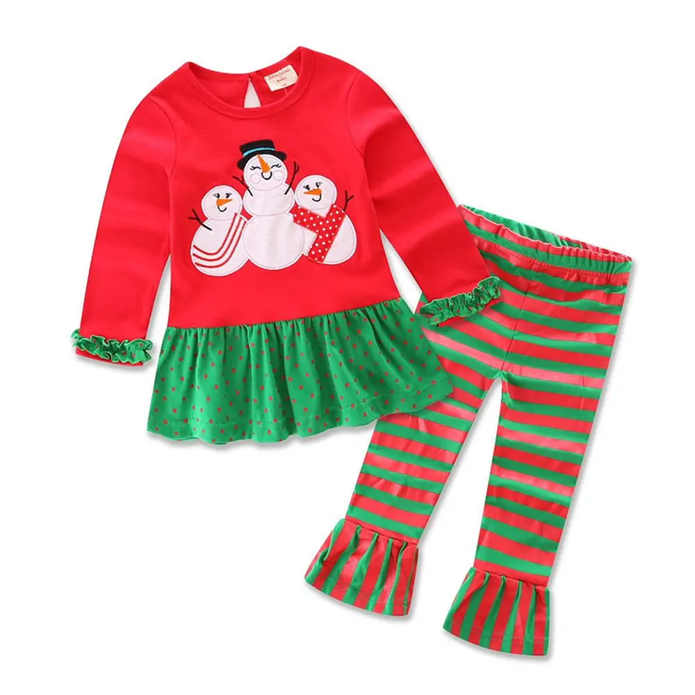 

Christmas Gift For Kid Patchwork Christmas Dress Set With Pant Regalo de Navidad Long Sleeve Christmas Dresses For Toddler Girls