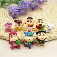 8pcs/lot 3-4cm PVC Crayon Shinchan Figure Toy, Cute Crayon Shin Chan Action Figure Models, Hot Cartoon Anime Brinquedos Kid Toys