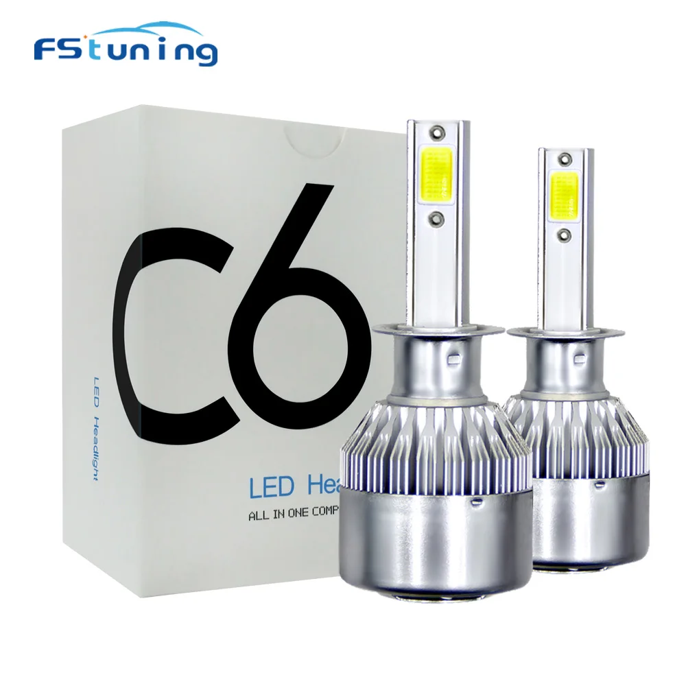 

Fstuning Car bright LED headlamp 6000k H1 H4 H11 H13 H27 HB1 HB4 HB5 9004 9005 9006 9007 cob headlight bulbs with aluminum