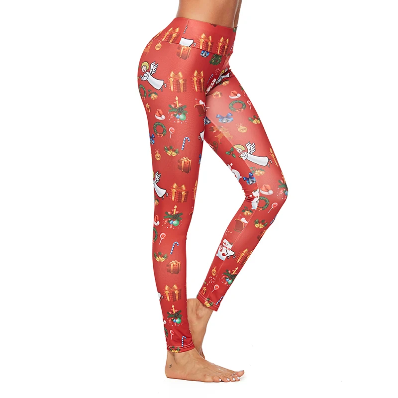 Дизайн леггинсы с рождественским рисунком женские забавные Леггинсы с принтом Mujer Высокая талия облегающие брюки для фитнеса трикотажные повседневные красные женские леггинсы